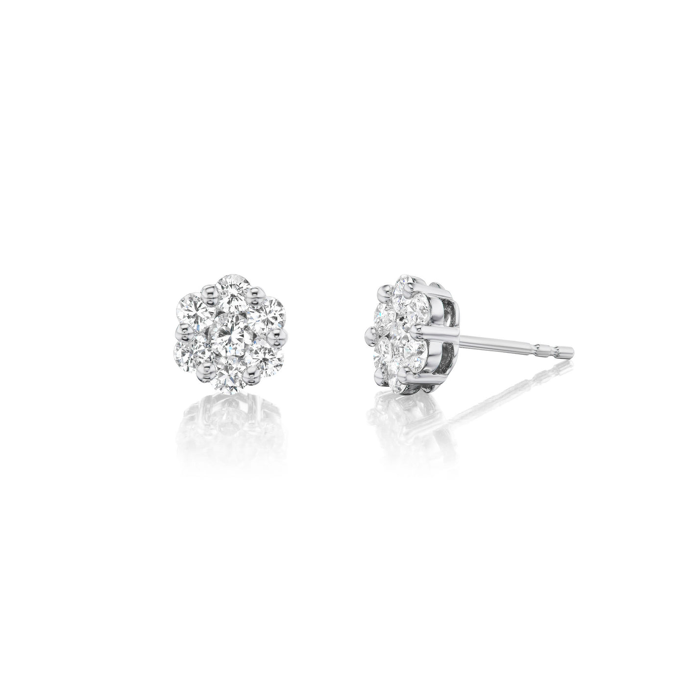Diamond Floral Cluster Earrings