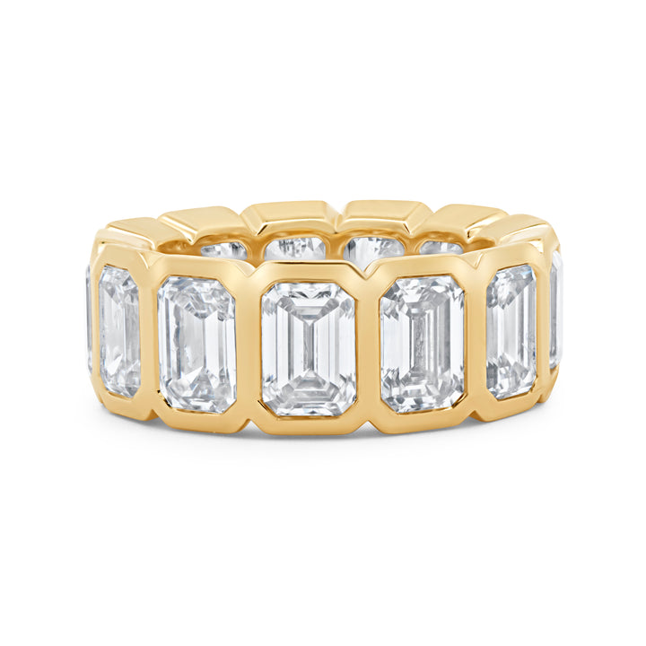 Lab Grown Emerald Cut Diamond Bezel Eternity Band