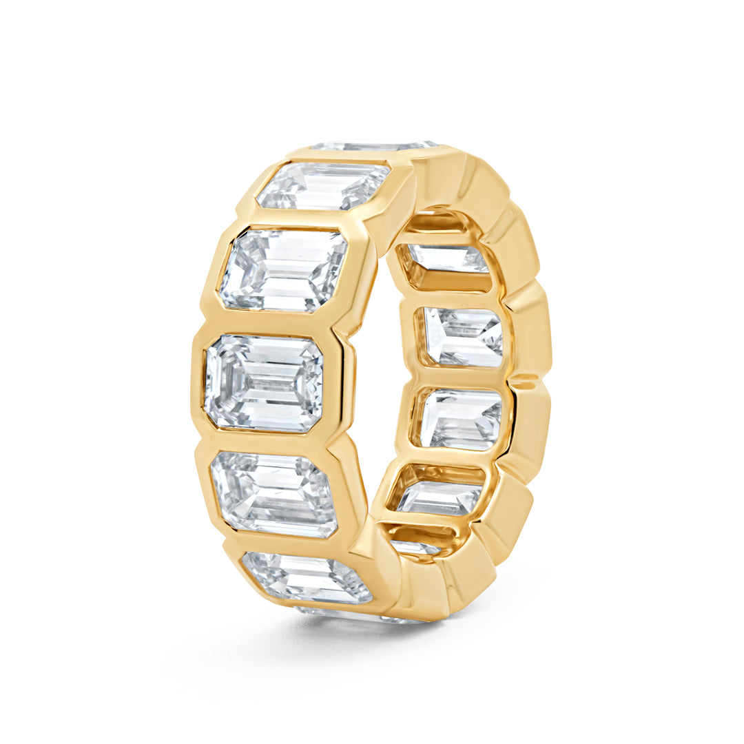 Lab Grown Emerald Cut Diamond Bezel Eternity Band
