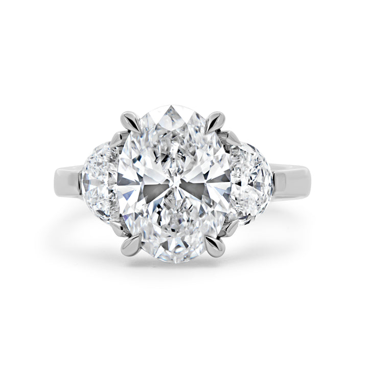 Lab Grown Oval Cut Diamond Three Stone Ring