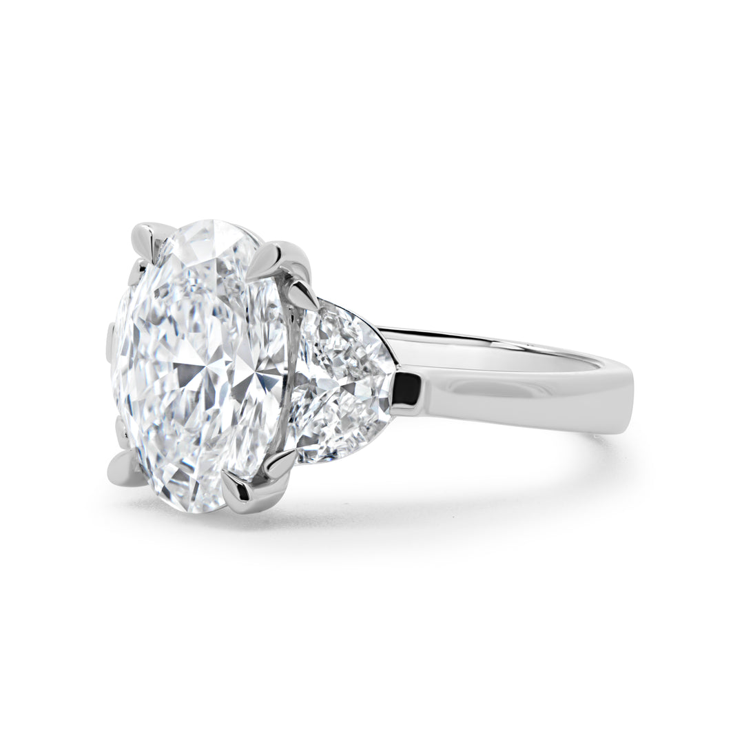 Lab Grown Oval Cut Diamond Three Stone Ring