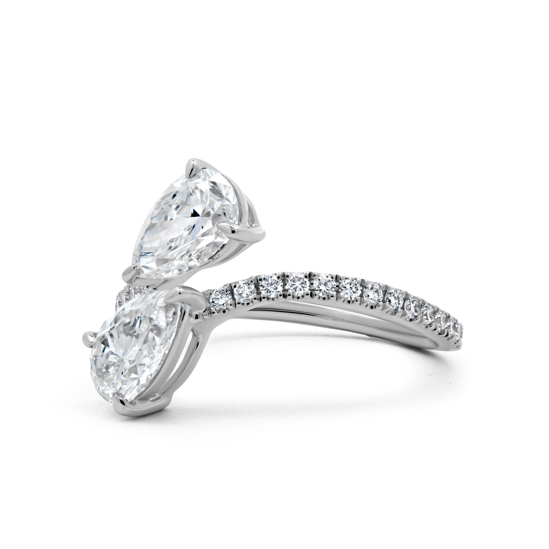 Lab Grown Pear Shape Diamond Toi Et Moi Ring