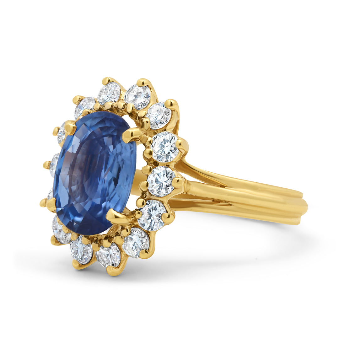 Cushion Blue Sapphire Halo Ring