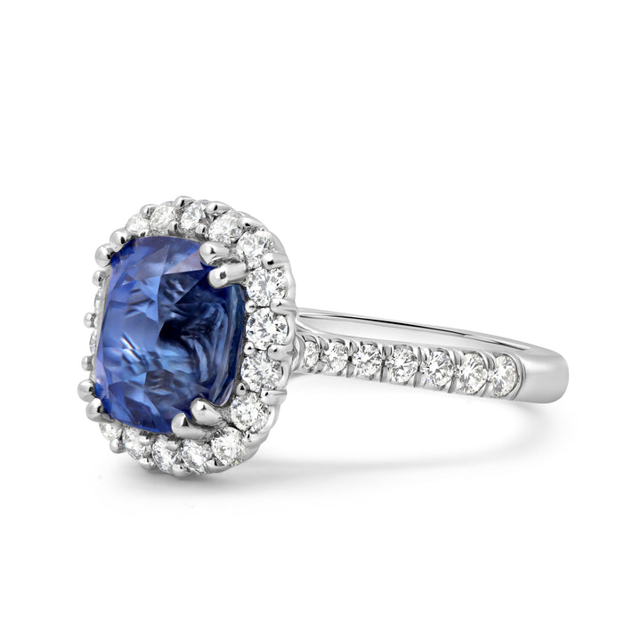 Cushion Sapphire Halo Ring