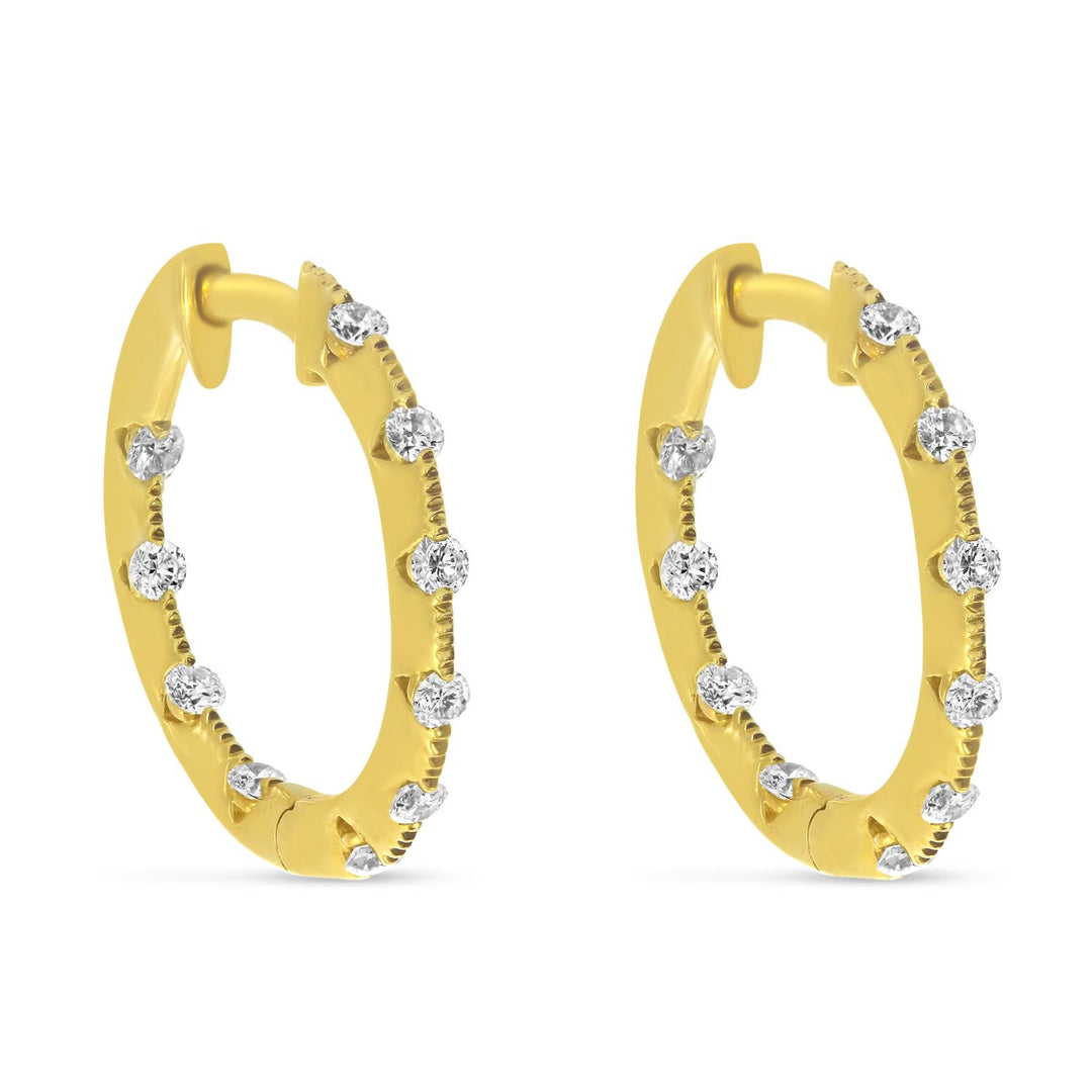 Diamond Station Hoop Earrings