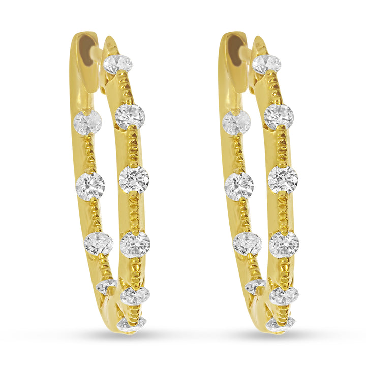 Diamond Station Hoop Earrings