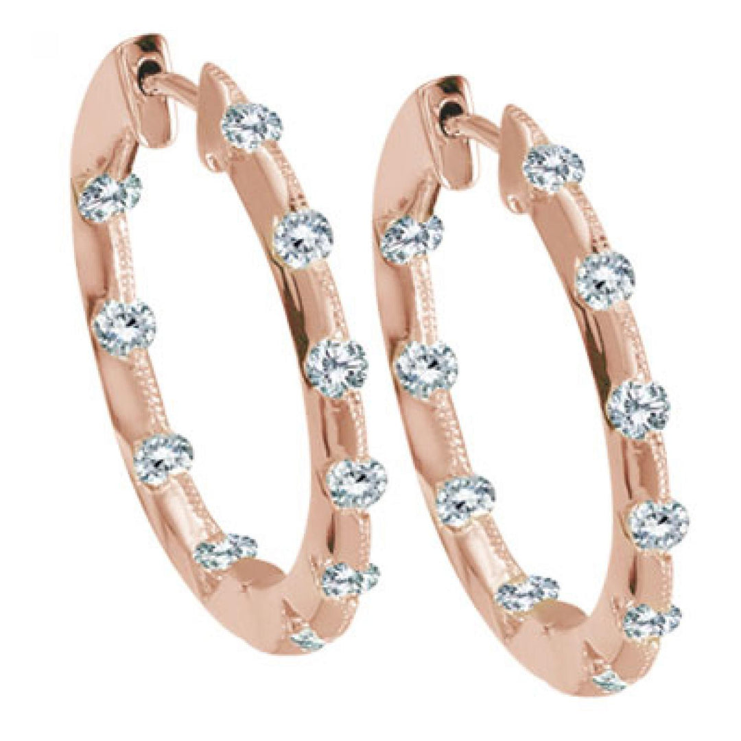 Diamond Station Hoop Earrings