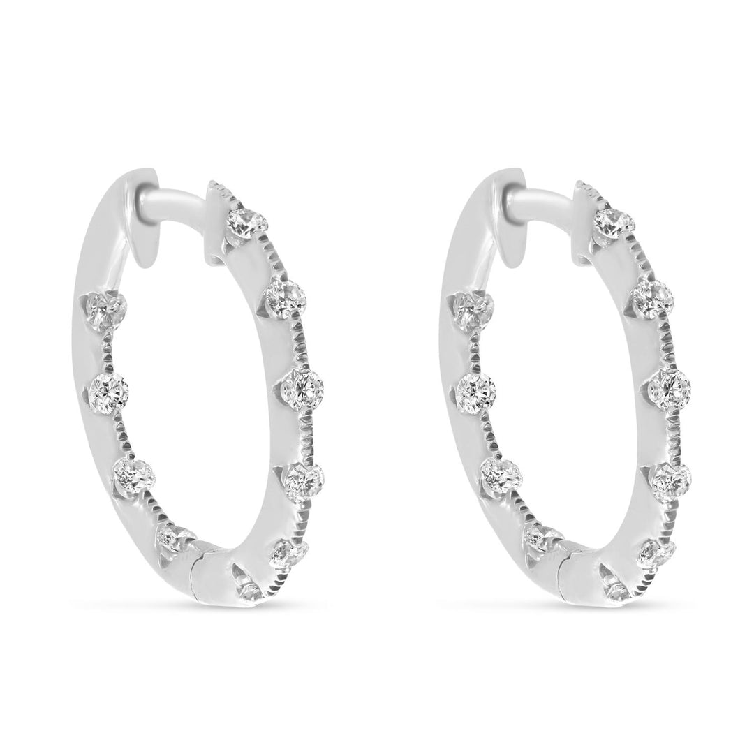 Diamond Station Hoop Earrings