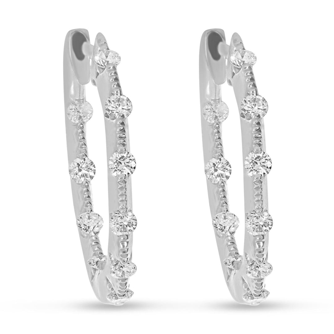 Diamond Station Hoop Earrings