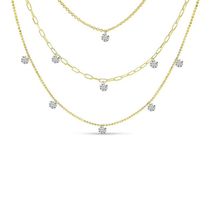 Triple Chain Dashing Diamonds Necklace