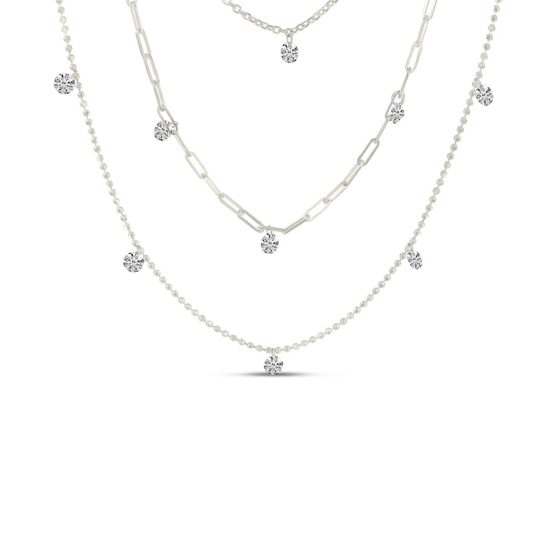 Triple Chain Dashing Diamonds Necklace