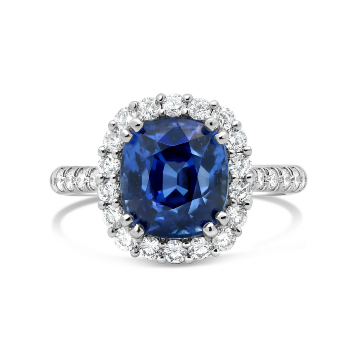 Cushion Sapphire Halo Ring