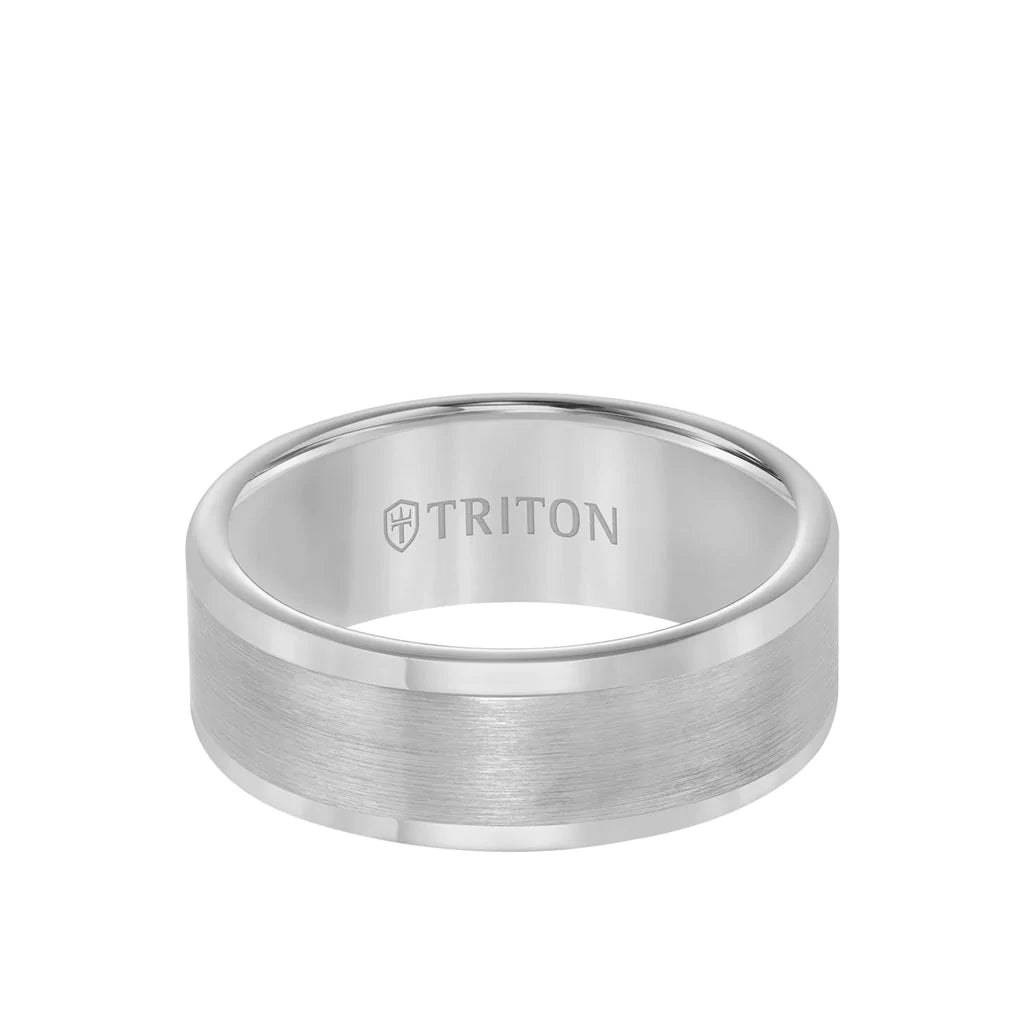 Roll Edge Satin Finish Flat Center Wedding Band