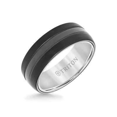 Bevel Edge Domed Two Tone Wedding Band