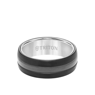 Bevel Edge Domed Two Tone Wedding Band