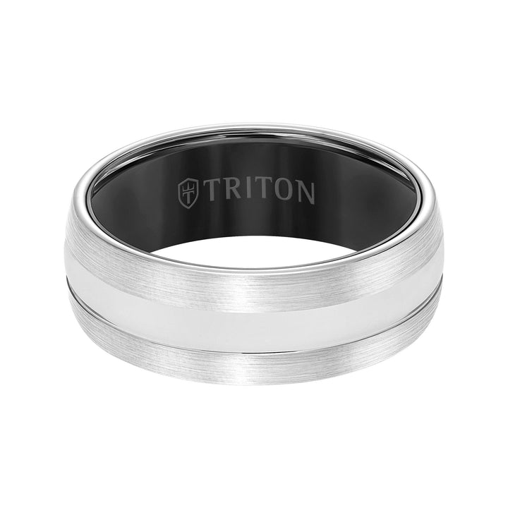 Bevel Edge Domed Two Tone Wedding Band