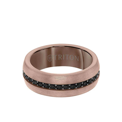 Dome Round Edge Black Sapphire Tungsten Wedding Band
