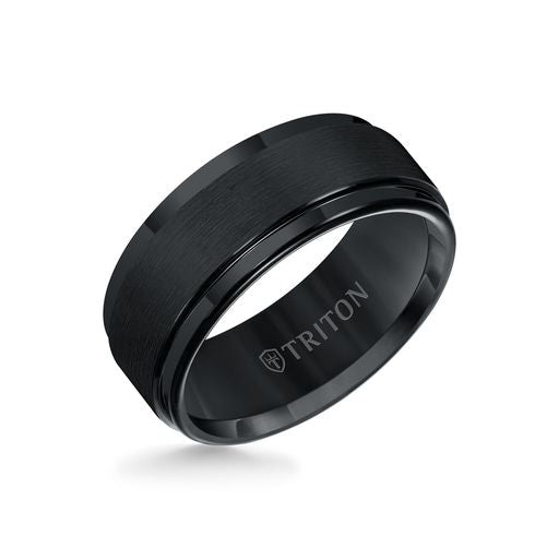 Step Edge Brush Finish Classic Wedding Band