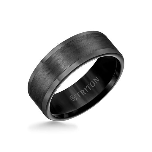 Roll Edge Satin Finish Flat Center Wedding Band