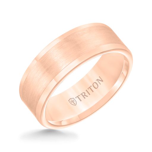 Roll Edge Satin Finish Flat Center Wedding Band