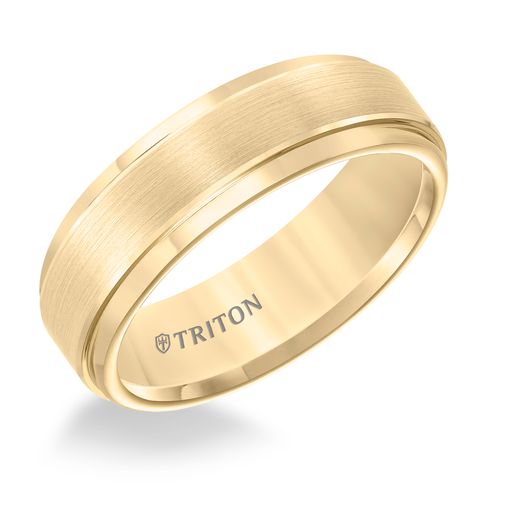 Step Edge Brush Finish Classic Wedding Band