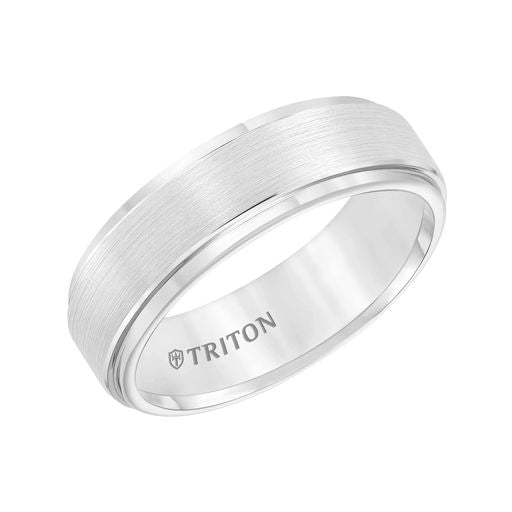 Step Edge Brush Finish Classic Wedding Band