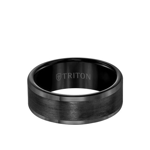 Roll Edge Satin Finish Flat Center Wedding Band