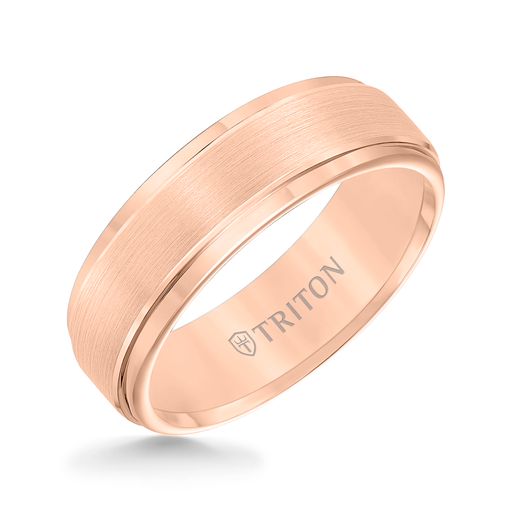 Step Edge Brush Finish Classic Wedding Band