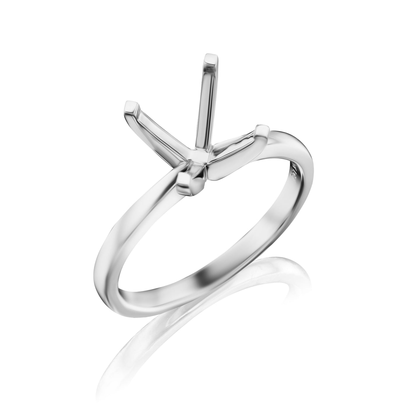 4 Prong Tapered Thin Solitaire Engagement Ring Setting