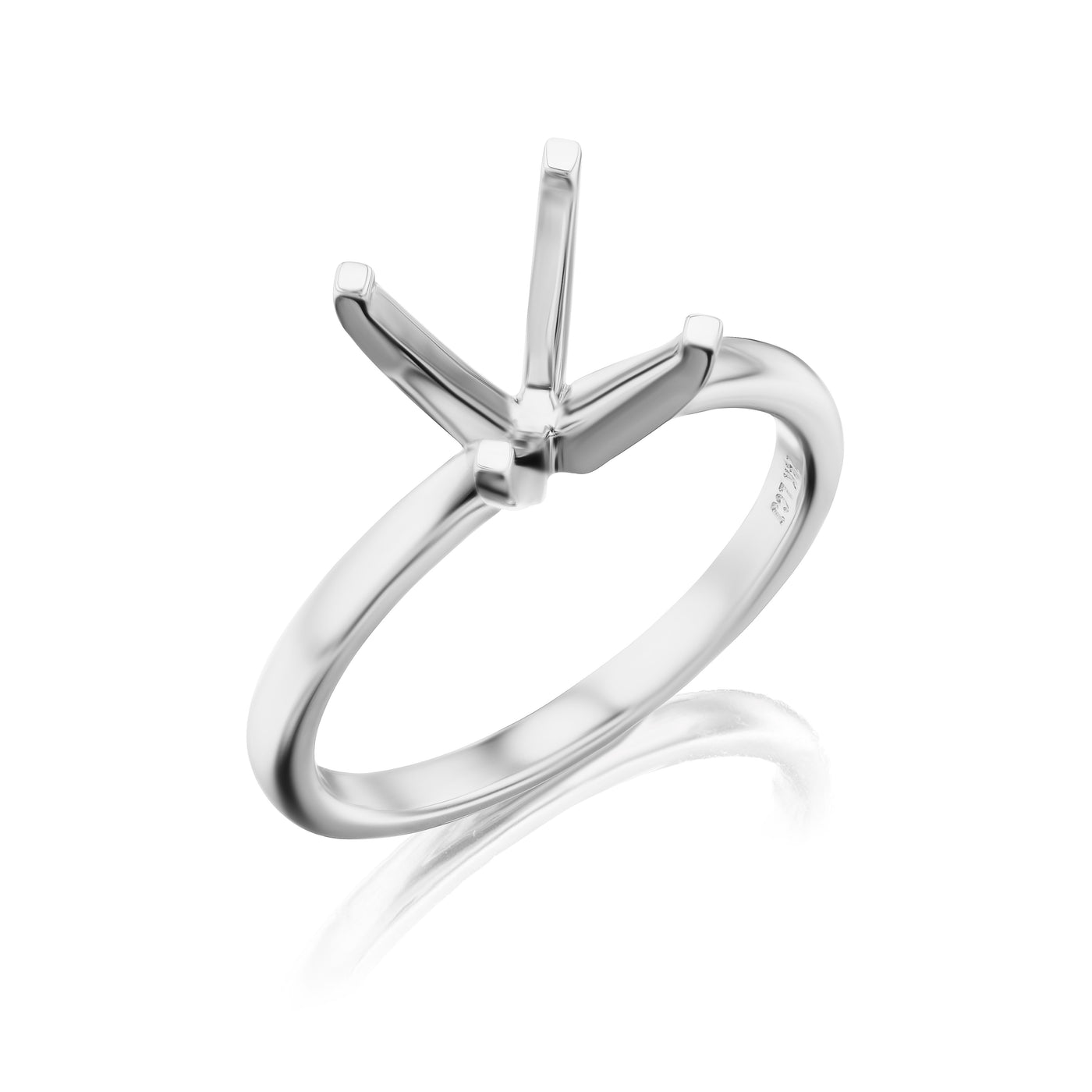 4 Prong Rounded Thin Solitaire Engagement Ring Setting