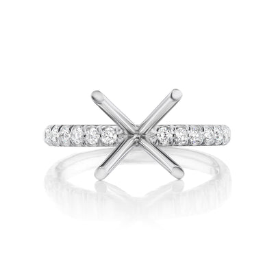 4 Prong Rounded Diamond Shank Engagement Ring Setting