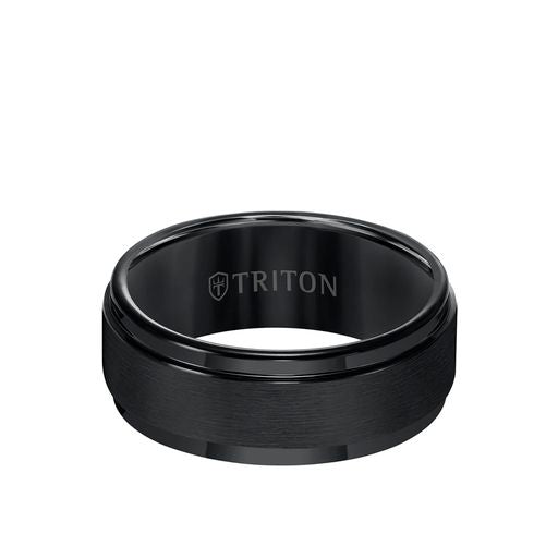 Step Edge Brush Finish Classic Wedding Band