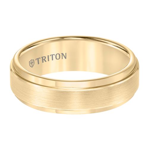Step Edge Brush Finish Classic Wedding Band