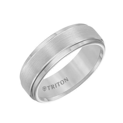 Step Edge Brush Finish Classic Wedding Band