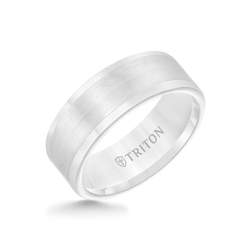 Roll Edge Satin Finish Flat Center Wedding Band