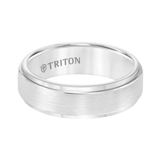Step Edge Brush Finish Classic Wedding Band