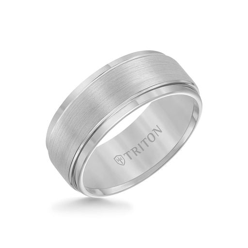 Step Edge Brush Finish Classic Wedding Band