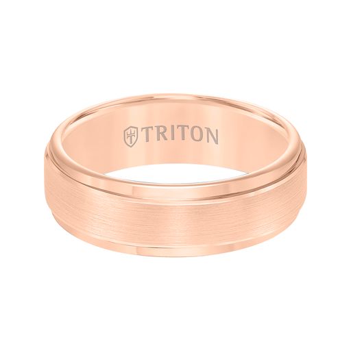 Step Edge Brush Finish Classic Wedding Band