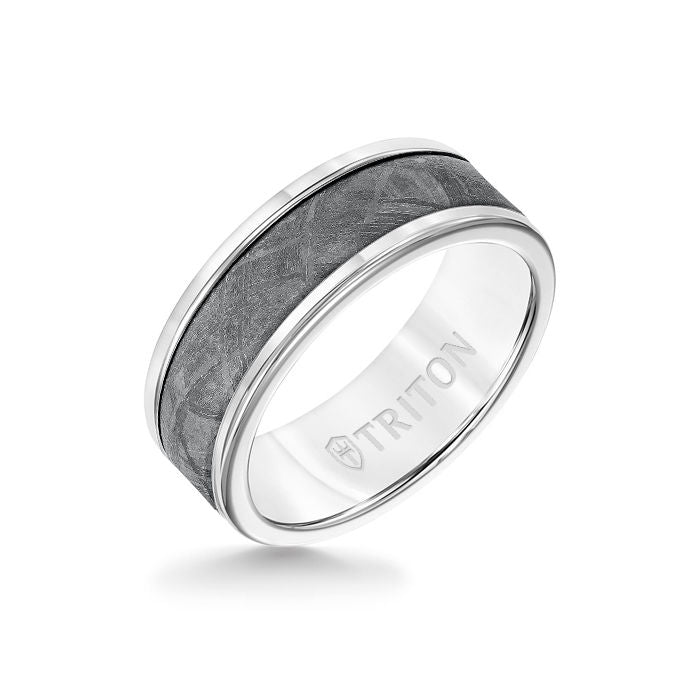 Round Edge Meteorite Insert Wedding Band