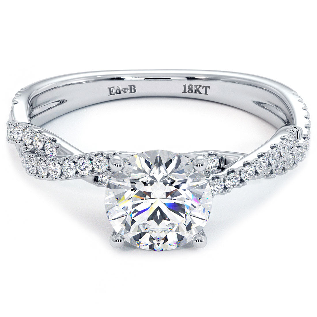 Round Center Petite Micropavé Infinity Twist Diamond Engagement Ring Setting