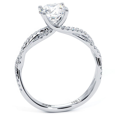 Round Center Petite Micropavé Infinity Twist Diamond Engagement Ring Setting