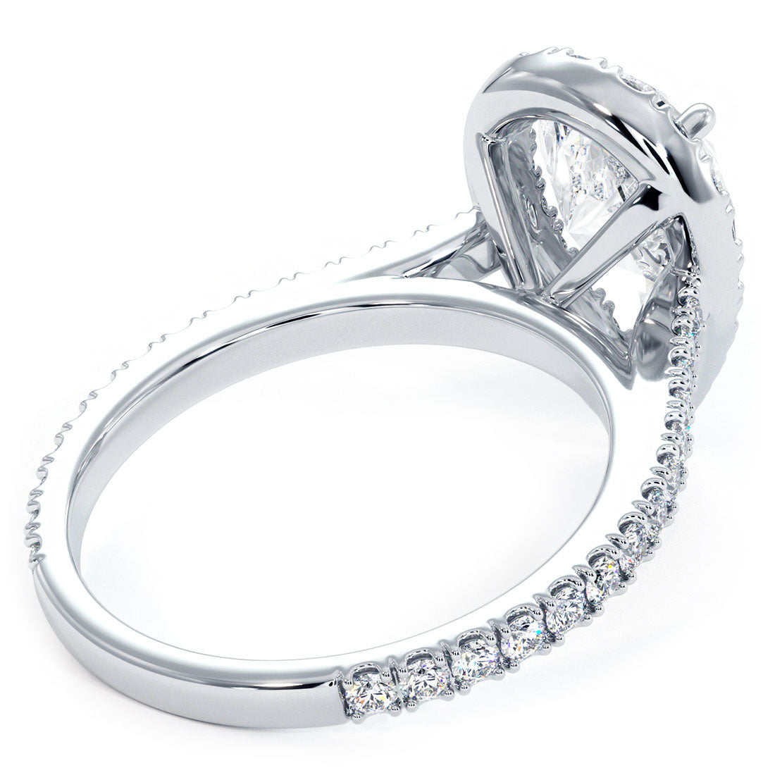 Pear Shape Halo Micropavé Diamond Engagement Ring Setting
