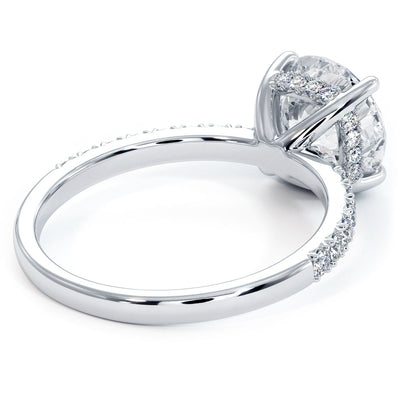 Round Hidden Halo Basket Head Petite Diamond Engagement Ring Setting