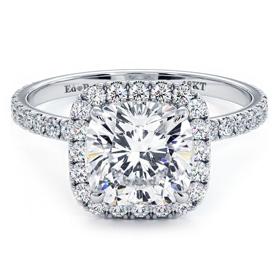 Cushion Halo Petite Micropavé Diamond Engagement Ring Setting