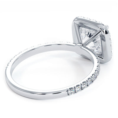 Cushion Halo Petite Micropavé Diamond Engagement Ring Setting