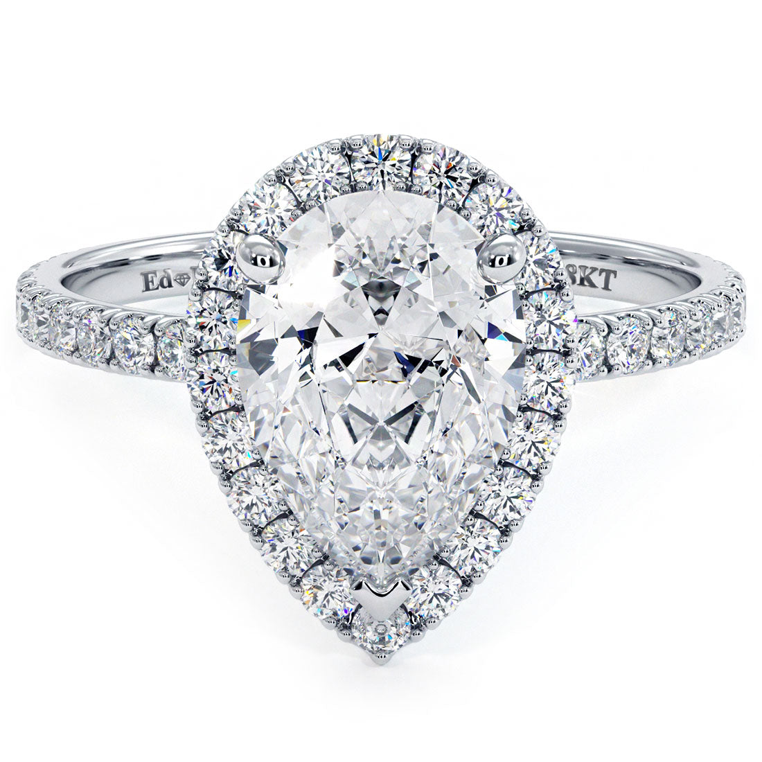 Pear Shape Halo Petite Micropavé Diamond Engagement Ring Setting