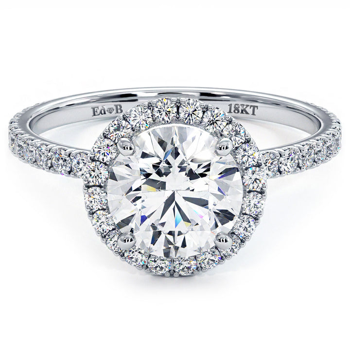 Round Halo Petite Micropavé Diamond Engagement Ring Setting