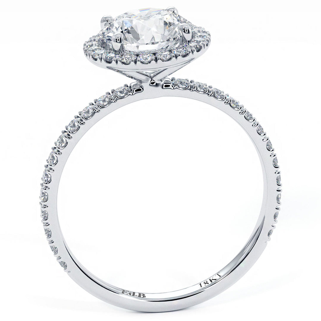 Round Halo Petite Micropavé Diamond Engagement Ring Setting