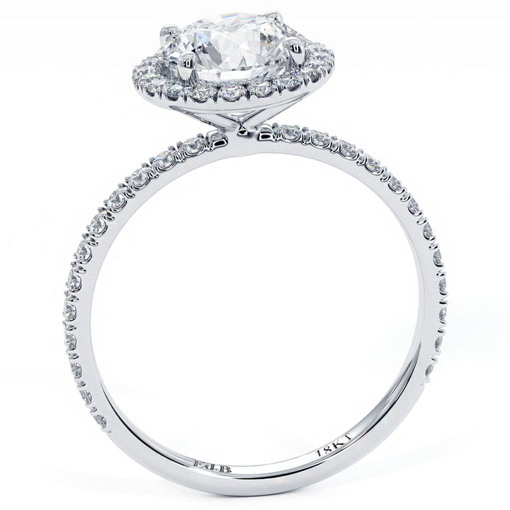 Round Halo Petite Micropavé Diamond Engagement Ring Setting