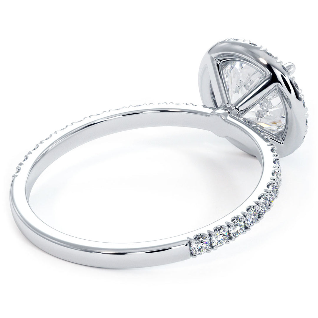 Round Halo Petite Micropavé Diamond Engagement Ring Setting